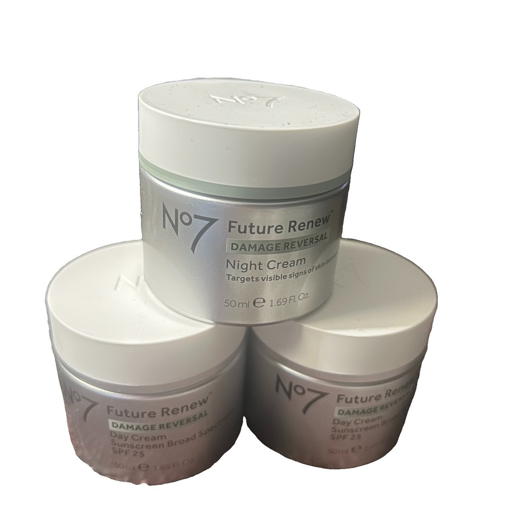Lot Of 3 No7 Future Renew Damage Reversal Day  Night Cream SPF25
